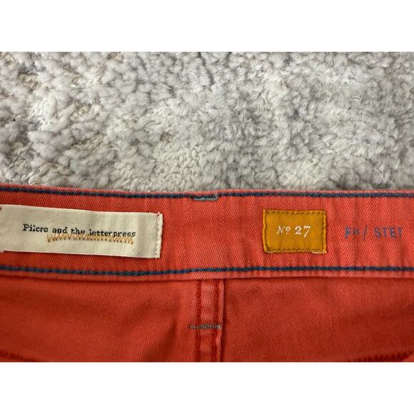 Pilcro Size 27 Stet Ankle Stretch Casual Jeans Orange Pink Pants Button Zip - Picture 11 of 13